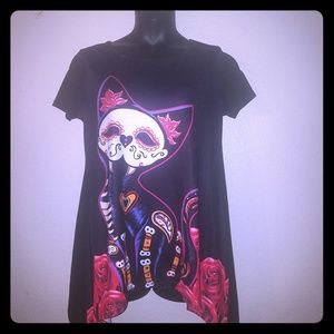 Dia de los muertos gato blouse